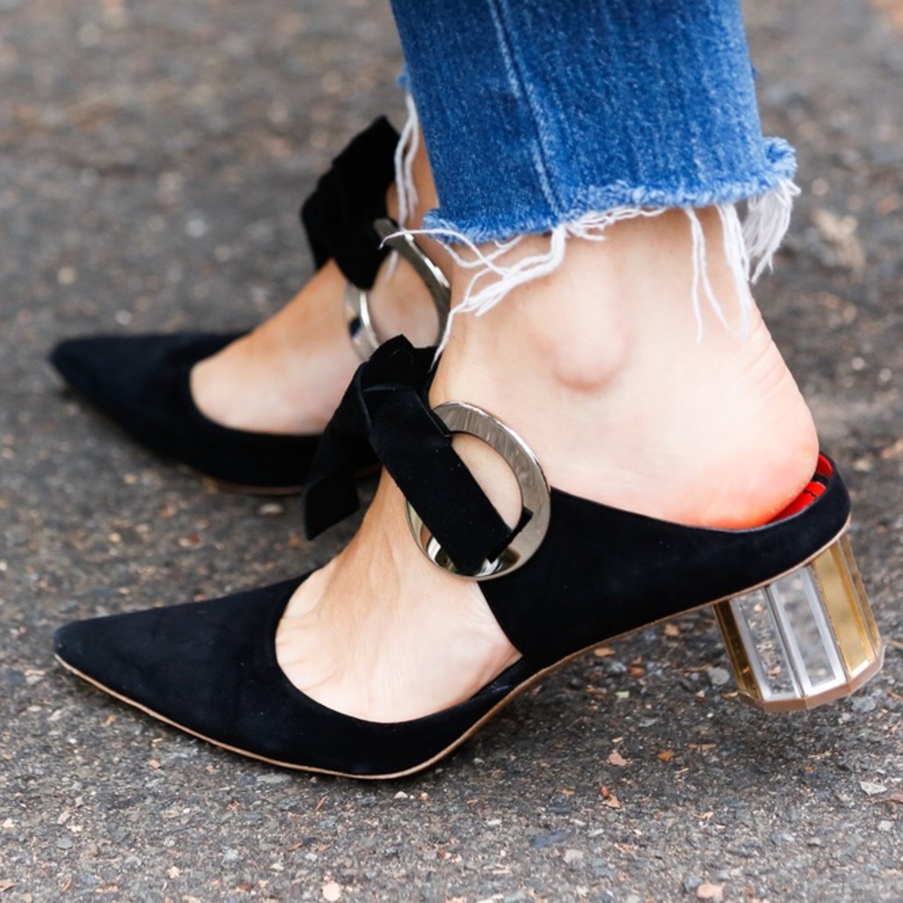 PROENZA SCHOULER Black Suede Mule Pumps